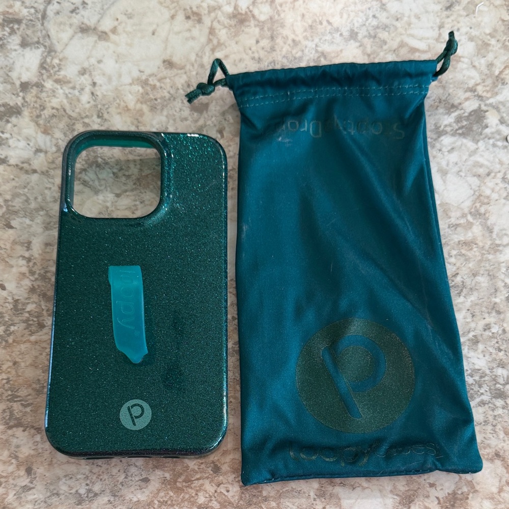 iPhone 14 Pro Loopy Case Emerald Glitter Phone Case